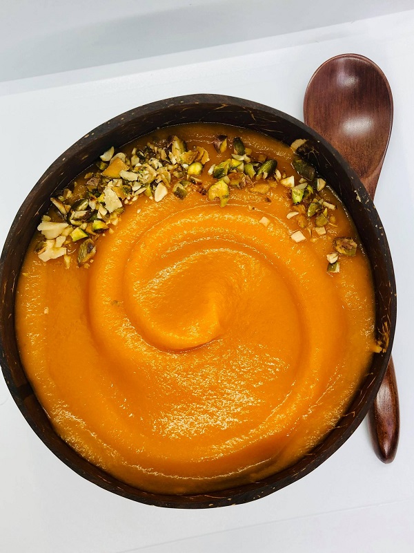 Carrot Savory Smoothie Bowl With Toasted Nuts