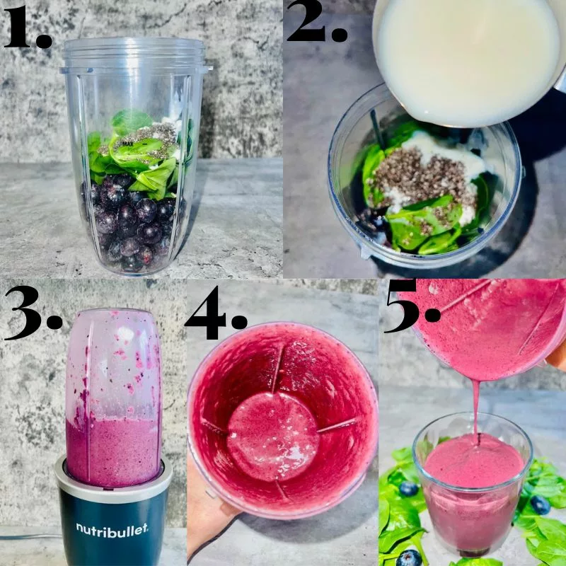 the step by step how to make a cottage cheese blueberry smoothie