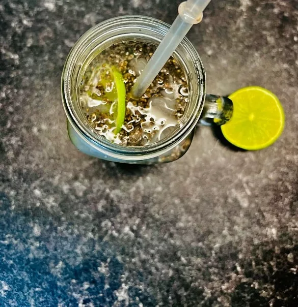 chia seeds in water with lime