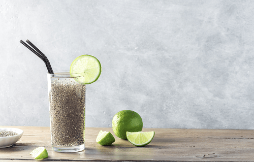 glass of chia seeds and lime for weight loss