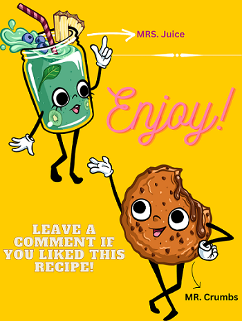 Cartoon image of a smoothie and a cookie