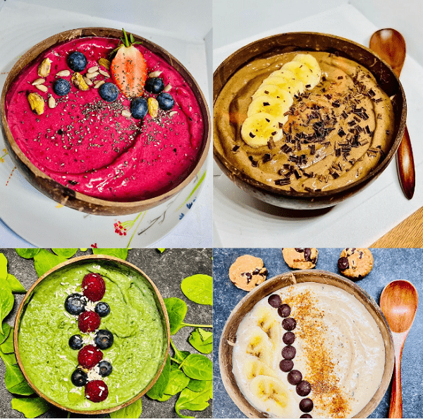 smoothie bowls with frozen bananas