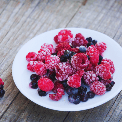 Mixed Frozen Berries on a plate