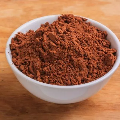 a cup of cocoa powder